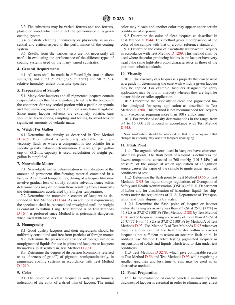 ASTM D333-01 - Standard Guide for Clear and Pigmented Lacquers