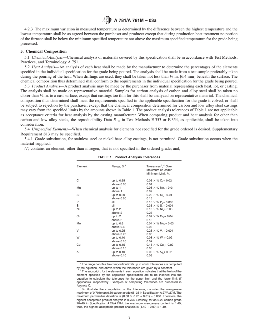 REDLINE ASTM A781/A781M-03a - Standard Specification for Castings, Steel and Alloy, Common Requirements, for General Industrial Use