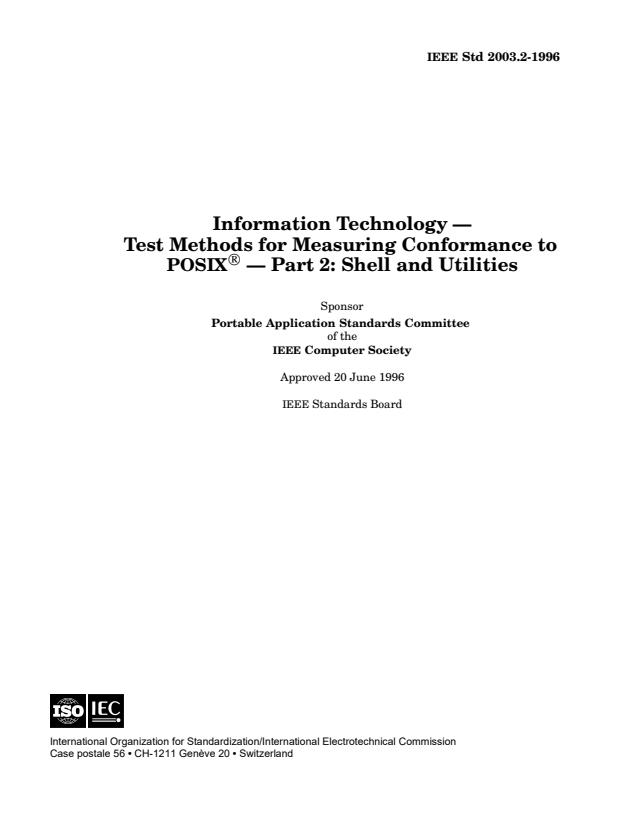 ISO/IEC 14515-2:2003 - Information technology -- Portable Operating System Interface (POSIX®) -- Test methods for measuring conformance to POSIX