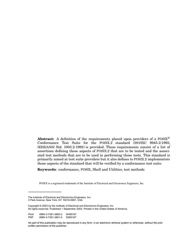 ISO/IEC 14515-2:2003 ISO/IEC 14515-2:2003 - Information technology -- Portable Operating System Interface (POSIX®) -- Test methods for measuring conformance to POSIX - Page 4 preview