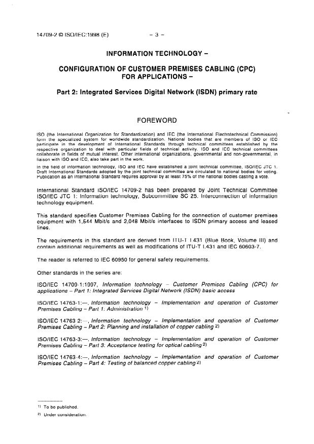 ISO/IEC 14709-2:1998 - Information technology -- Configuration of customer premises cabling (CPC) for applications