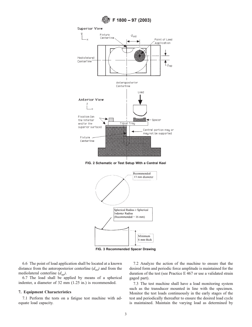 ASTM F1800-97(2003) - Standard Test Method for Cyclic Fatigue Testing of Metal Tibial Tray Components of Total Knee Joint Replacements