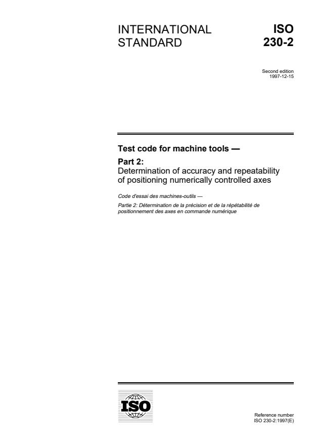 ISO 230-2:1997 - Test code for machine tools
