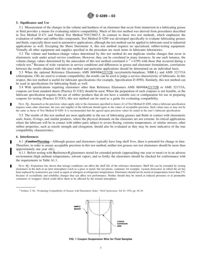 REDLINE ASTM D4289-03 - Standard Test Method for Elastomer Compatibility of Lubricating Greases and Fluids