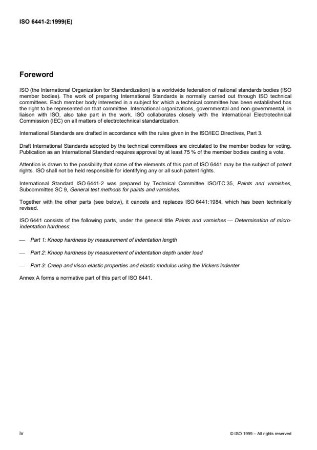 ISO 6441-2:1999 ISO 6441-2:1999 - Paints and varnishes -- Determination of micro-indentation hardness - Page 4 preview