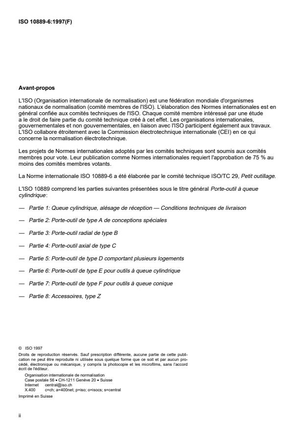ISO 10889-6:1997 ISO 10889-6:1997 - Porte-outil a queue cylindrique - Page 2 preview