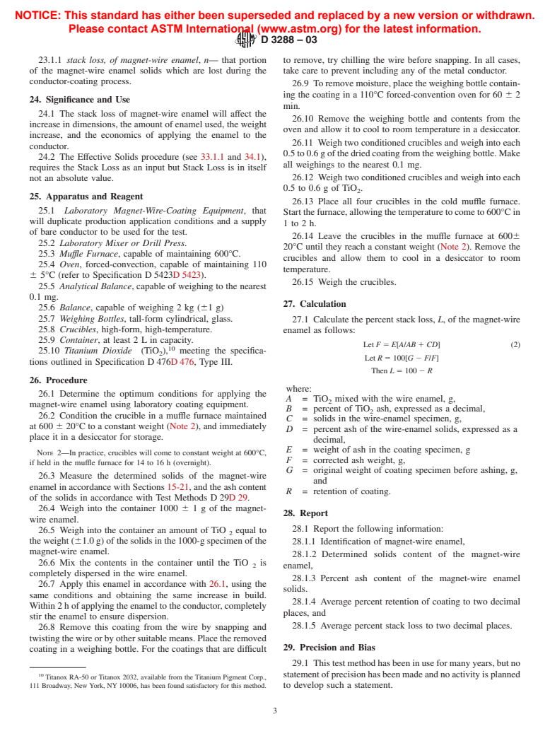 ASTM D3288-03 - Standard Test Methods for Magnet-Wire Enamels