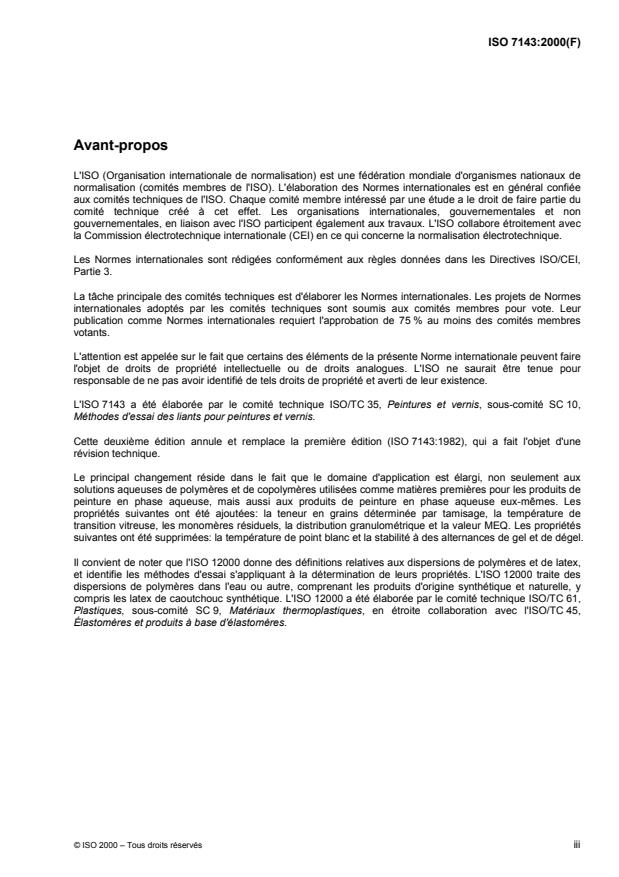 ISO 7143:2000 - Liants pour peintures et vernis -- Méthodes d'essai pour caractériser les produits de peinture et liants a base d'eau