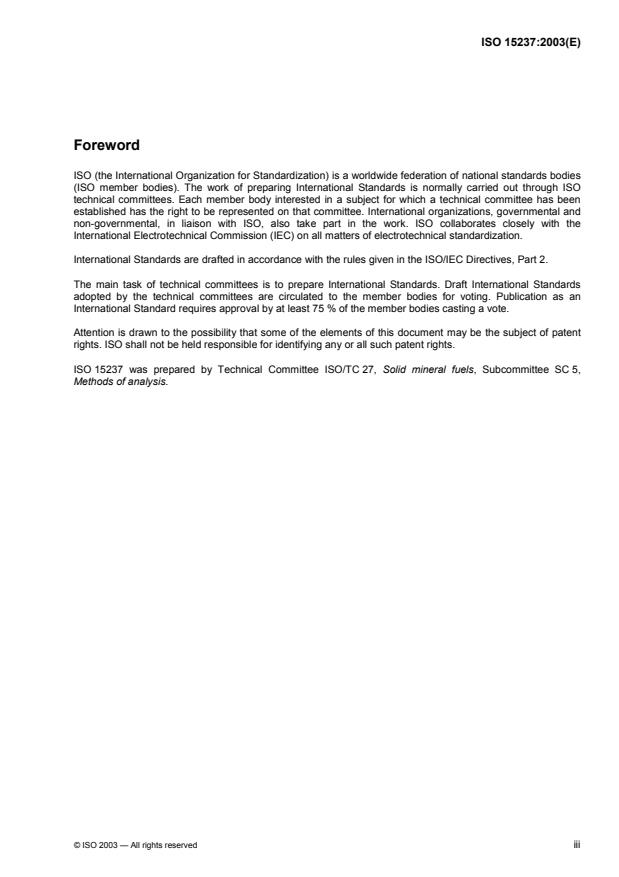 ISO 15237:2003 - Solid mineral fuels -- Determination of total mercury content of coal