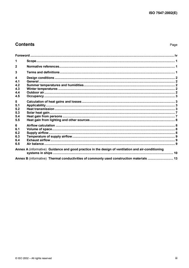ISO 7547:2002 - Ships and marine technology -- Air-conditioning and ventilation of accommodation spaces -- Design conditions and basis of calculations