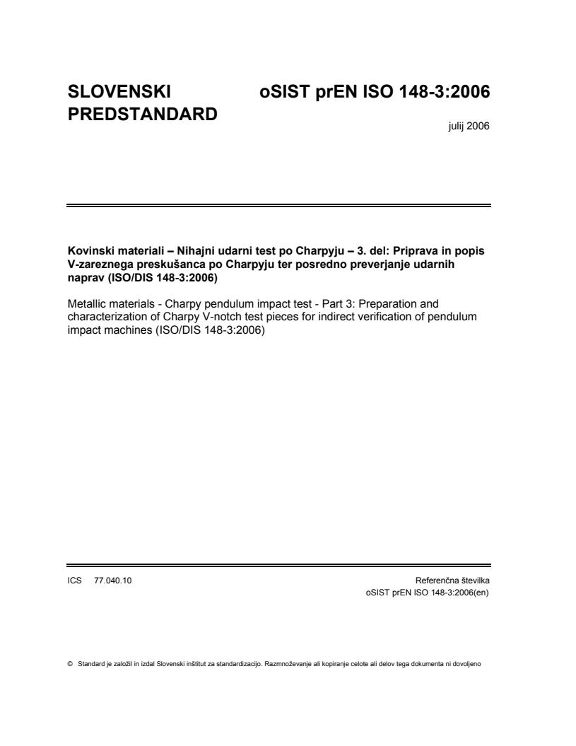 prEN ISO 148-3:2006