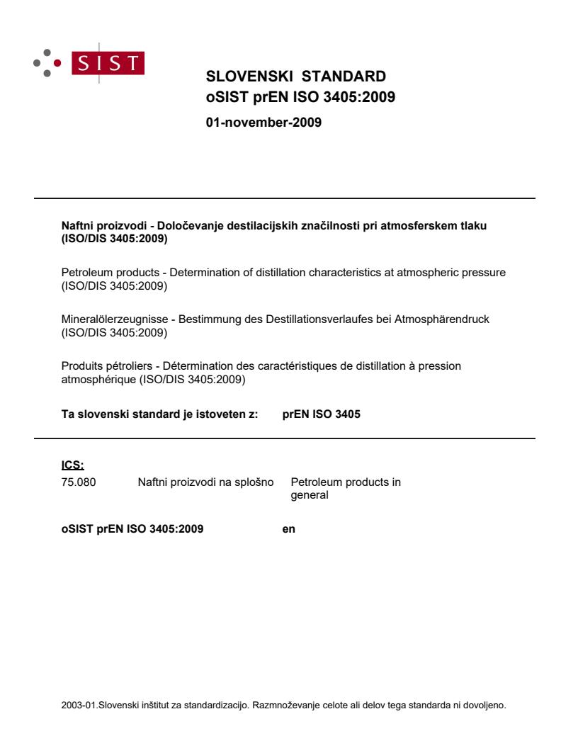 prEN ISO 3405:2009