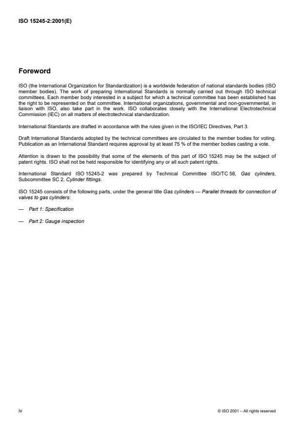 ISO 15245-2:2001 ISO 15245-2:2001 - Gas cylinders -- Parallel threads for connection of valves to gas cylinders - Page 4 preview