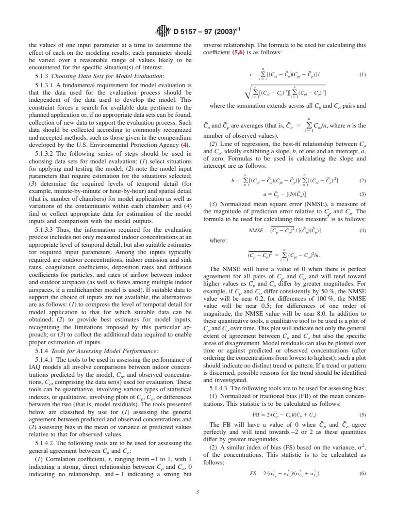 ASTM D5157-97(2003)e1 - Standard Guide for Statistical Evaluation of Indoor Air Quality Models