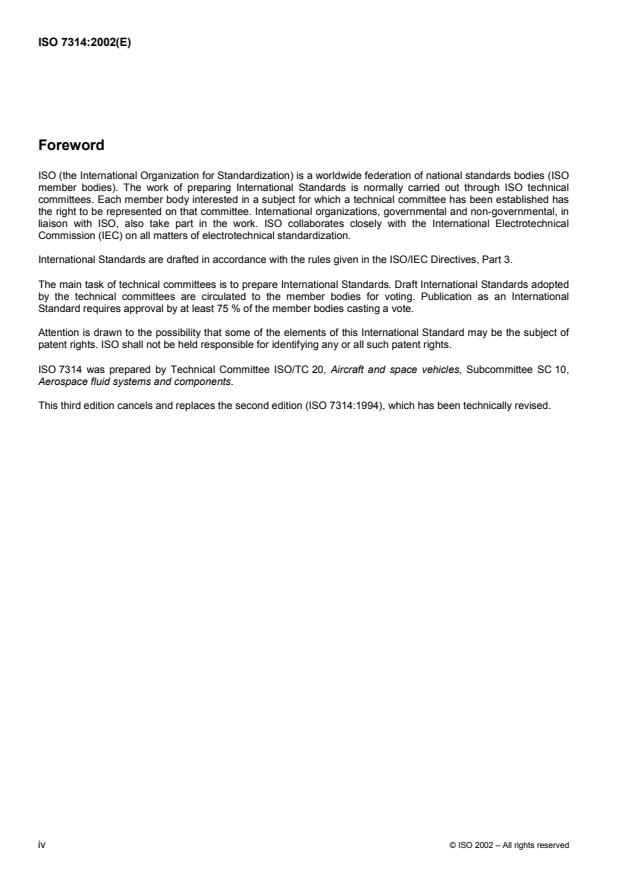 ISO 7314:2002 ISO 7314:2002 - Aerospace -- Fluid systems -- Metal hose assemblies - Page 4 preview