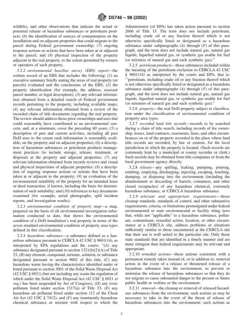 ASTM D5746-98(2002) - Standard Classification of Environmental Condition of Property Area Types for Defense Base Closure and Realignment Facilities