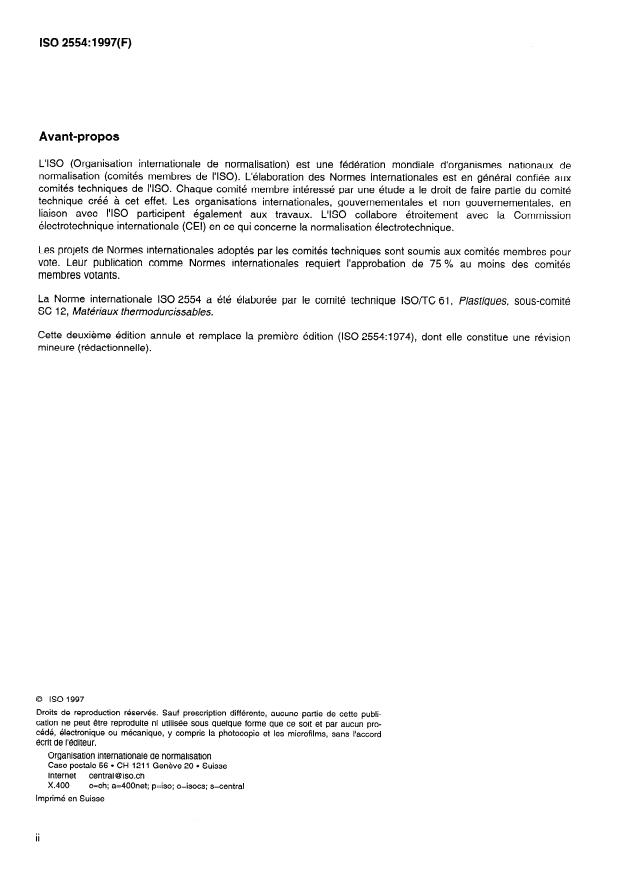 ISO 2554:1997 ISO 2554:1997 - Plastiques -- Résines de polyesters non saturés -- Détermination de l'indice d'hydroxyle - Page 2 preview