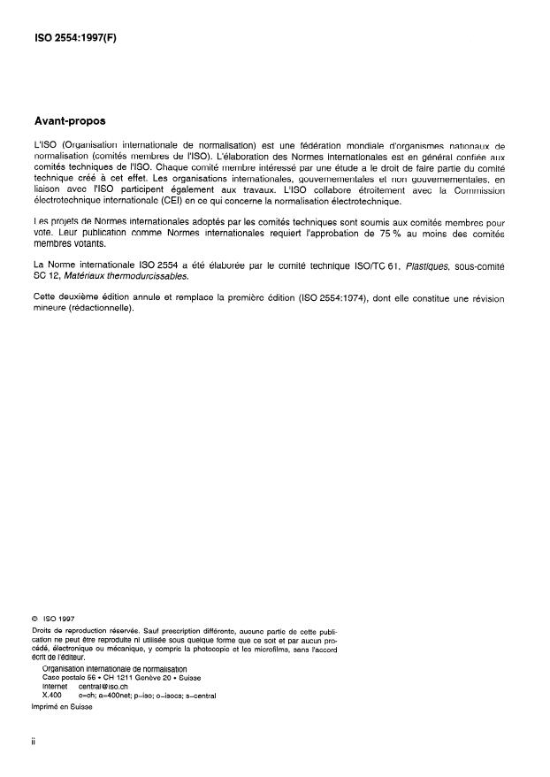 ISO 2554:1997 ISO 2554:1997 - Plastiques -- Résines de polyesters non saturés -- Détermination de l'indice d'hydroxyle - Page 2 preview