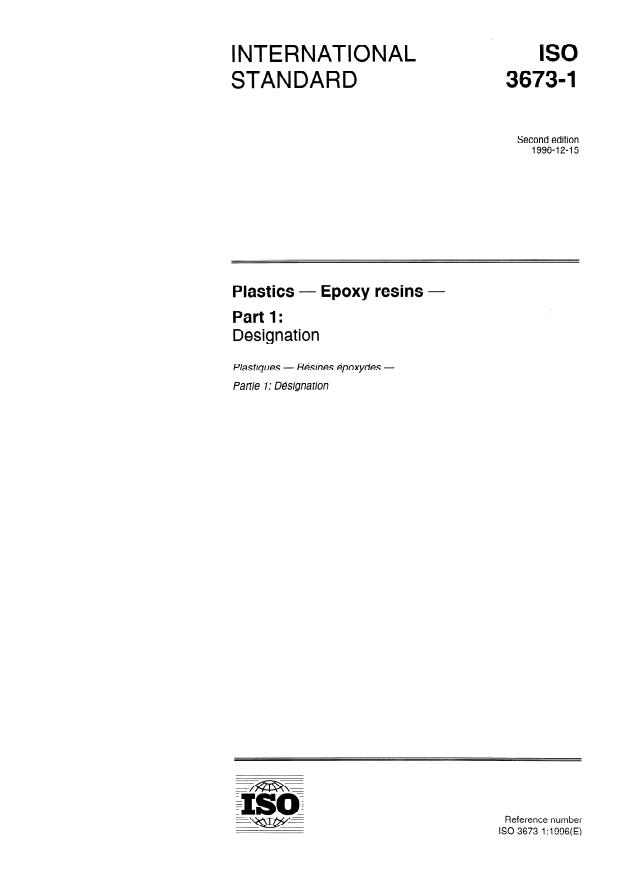ISO 3673-1:1996 - Plastics -- Epoxy resins