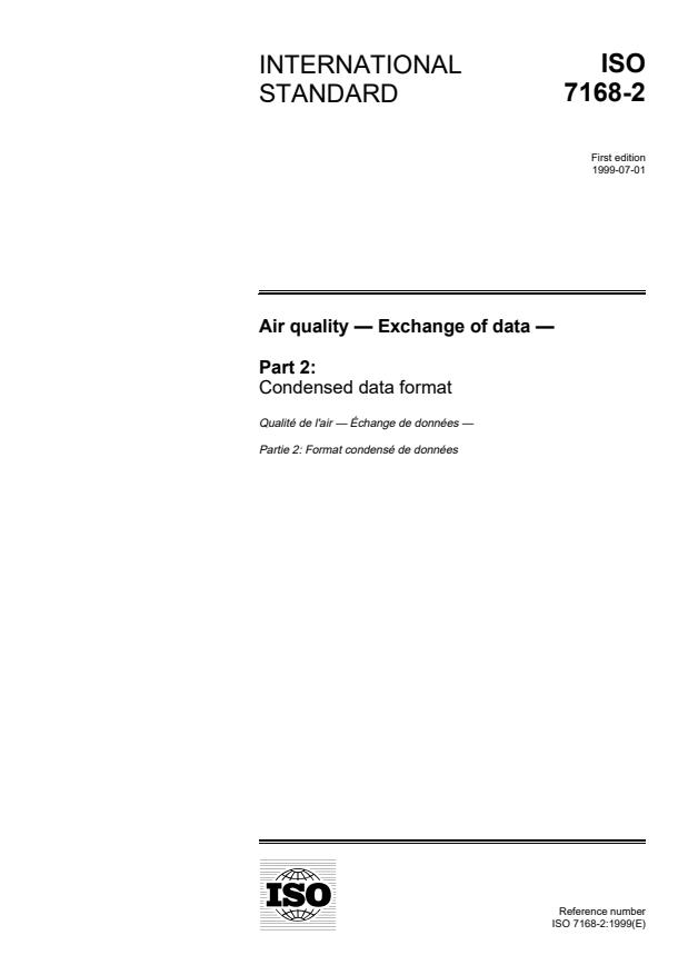 ISO 7168-2:1999 - Air quality -- Exchange of data