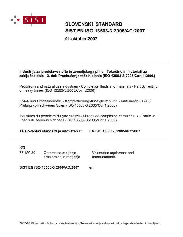 SIST EN ISO 13503-3:2006/AC:2007