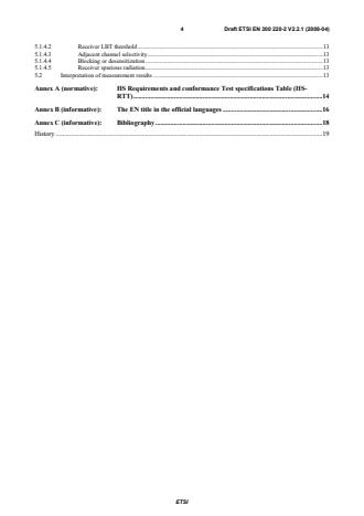 SIST EN 300 220-2 V2.3.1:2010 ETSI EN 300 220-2 V2.2.1 (2008-04) - Electromagnetic compatibility and Radio spectrum Matters (ERM); Short Range Devices (SRD); Radio equipment to be used in the 25 MHz to 1 000 MHz frequency range with power levels ranging up to 500 mW; Part 2: Harmonized EN covering essential requirements under article 3.2 of the R&TTE Directive - Page 4 preview