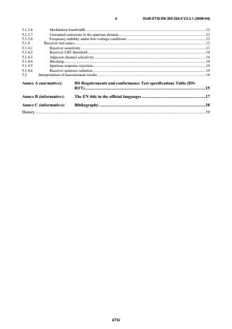 SIST EN 300 220-2 V2.3.1:2010 ETSI EN 300 220-2 V2.3.1 (2009-04) - Electromagnetic compatibility and Radio spectrum Matters (ERM); Short Range Devices (SRD); Radio equipment to be used in the 25 MHz to 1 000 MHz frequency range with power levels ranging up to 500 mW; Part 2: Harmonized EN covering essential requirements under article 3.2 of the R&TTE Directive - Page 4 preview