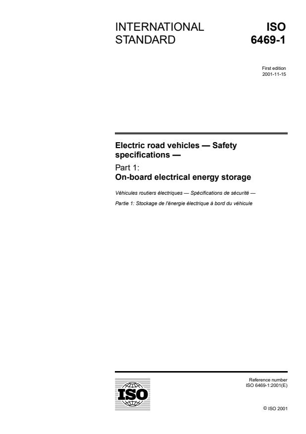ISO 6469-1:2001 - Electric road vehicles -- Safety specifications