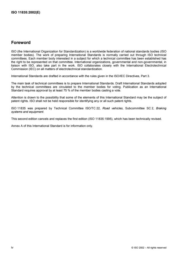 ISO 11835:2002 ISO 11835:2002 - Road vehicles -- Motor vehicles with antilock braking systems (ABS) -- Measurement of braking performance - Page 4 preview