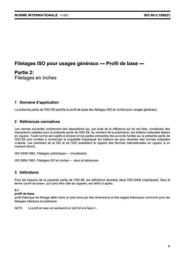 ISO 68-2:1998 - Filetages ISO pour usages généraux -- Profil de base