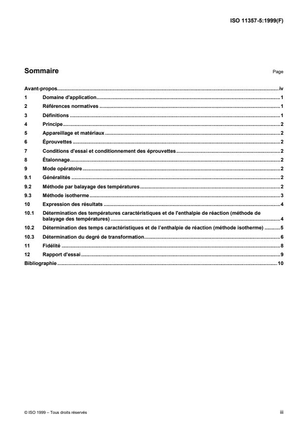 ISO 11357-5:1999 - Plastiques -- Analyse calorimétrique différentielle (DSC)