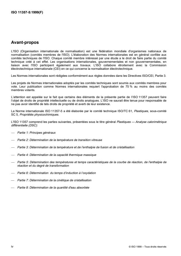 ISO 11357-5:1999 ISO 11357-5:1999 - Plastiques -- Analyse calorimétrique différentielle (DSC) - Page 4 preview