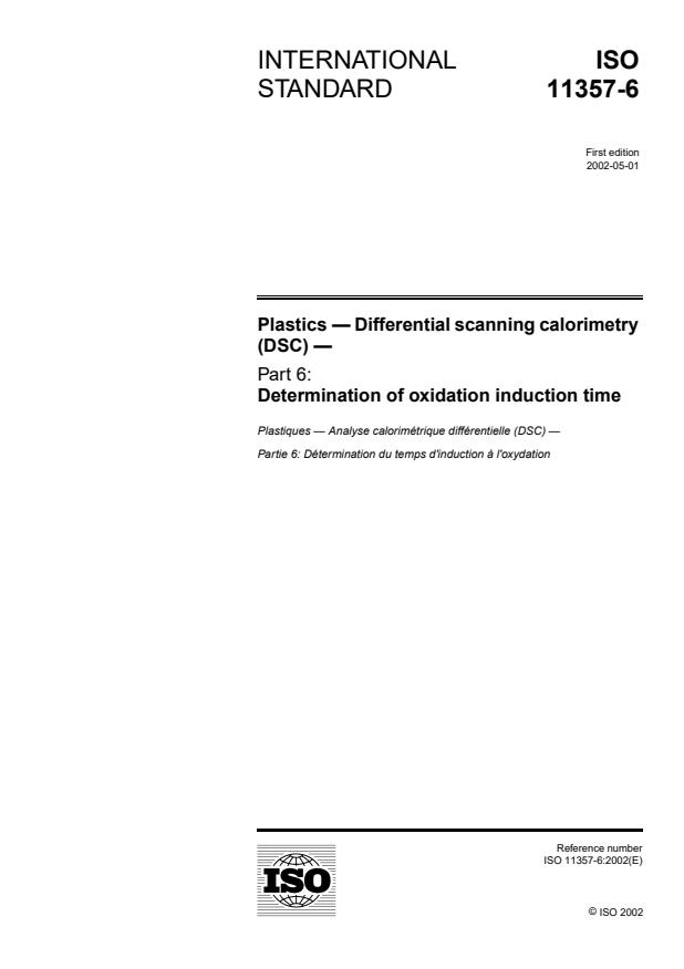 ISO 11357-6:2002 - Plastics -- Differential scanning calorimetry (DSC)