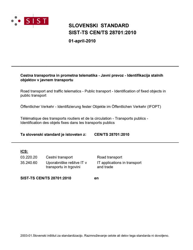 TS CEN/TS 28701:2010