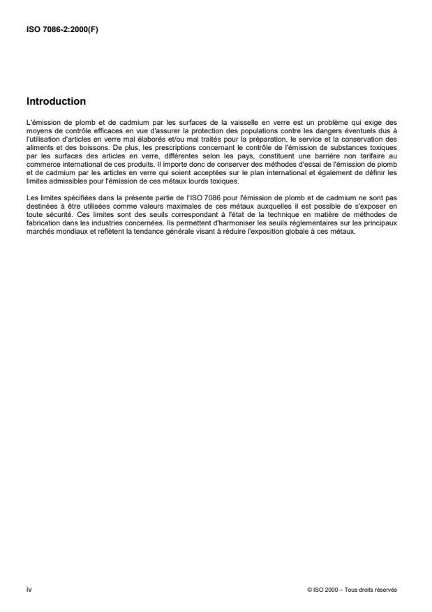 ISO 7086-2:2000 ISO 7086-2:2000 - Vaisselle creuse en verre en contact avec les aliments -- Émission de plomb et de cadmium - Page 4 preview