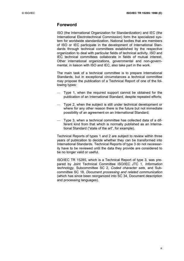 ISO/IEC TR 15285:1998 ISO/IEC TR 15285:1998 - Information technology -- An operational model for characters and glyphs - Page 3 preview