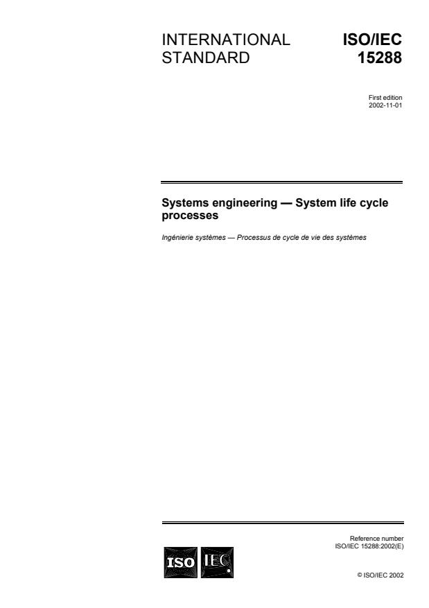 ISO/IEC 15288:2002 - Systems engineering -- System life cycle processes