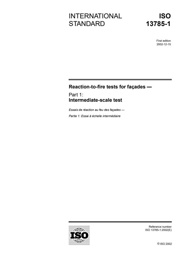 ISO 13785-1:2002 - Reaction-to-fire tests for façades