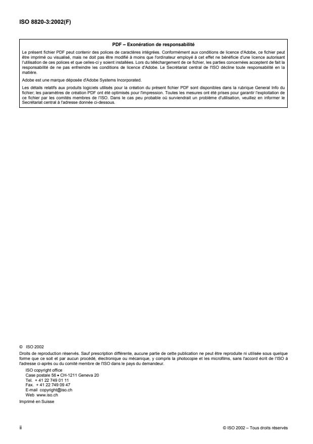 ISO 8820-3:2002 ISO 8820-3:2002 - Véhicules routiers -- Liaisons fusibles - Page 2 preview