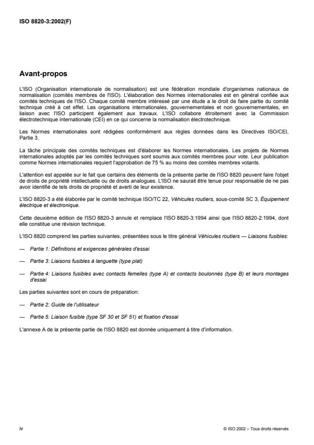 ISO 8820-3:2002 ISO 8820-3:2002 - Véhicules routiers -- Liaisons fusibles - Page 4 preview