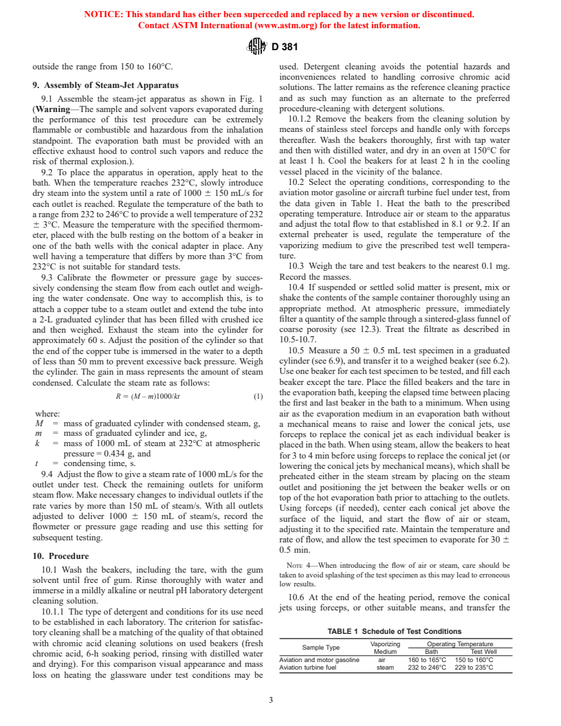 ASTM D381-01 - Standard Test Method for Gum Content in Fuels by Jet Evaporation