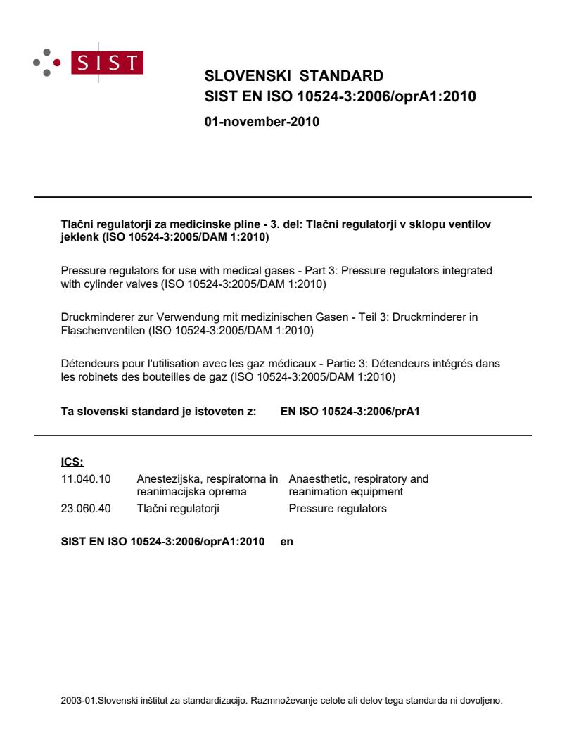 EN ISO 10524-3:2006/oprA1:2010