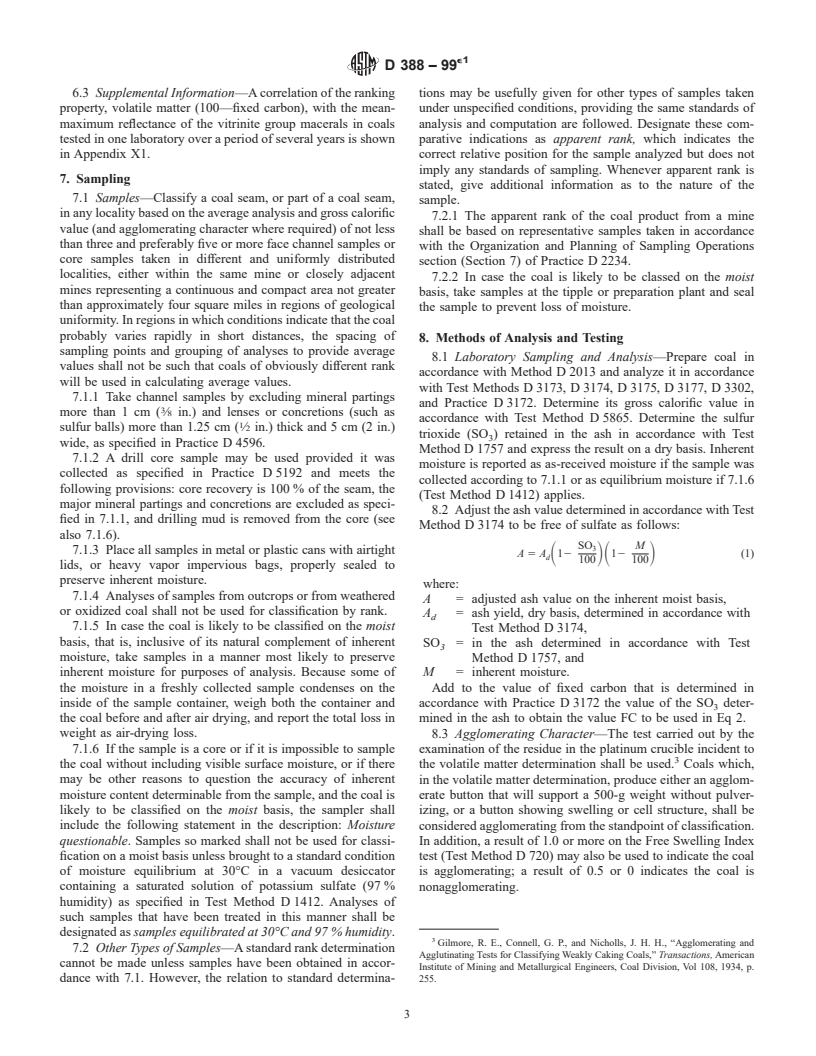 ASTM D388-99e1 - Standard Classification of Coals by Rank