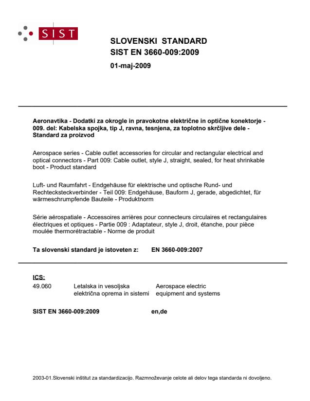 EN 3660-009:2007 EN 3660-009:2009 - Page 1 preview