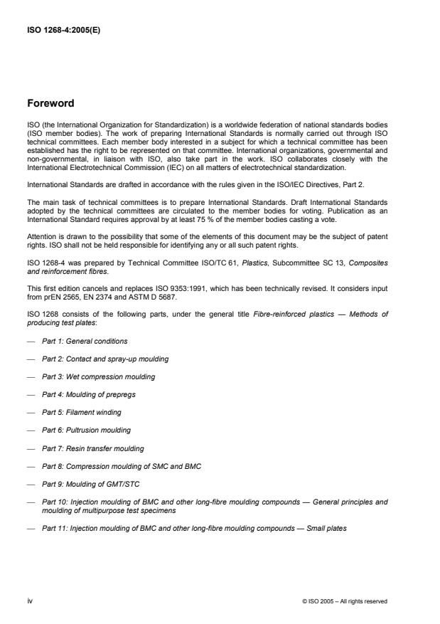ISO 1268-4:2005 ISO 1268-4:2005 - Fibre-reinforced plastics -- Methods of producing test plates - Page 4 preview
