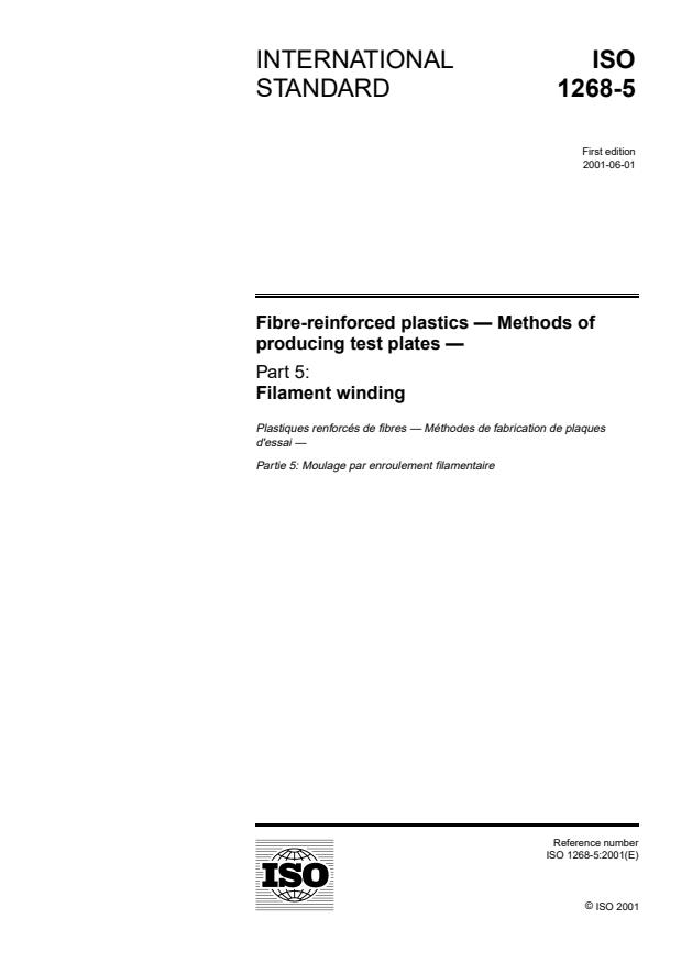 ISO 1268-5:2001 - Fibre-reinforced plastics -- Methods of producing test plates