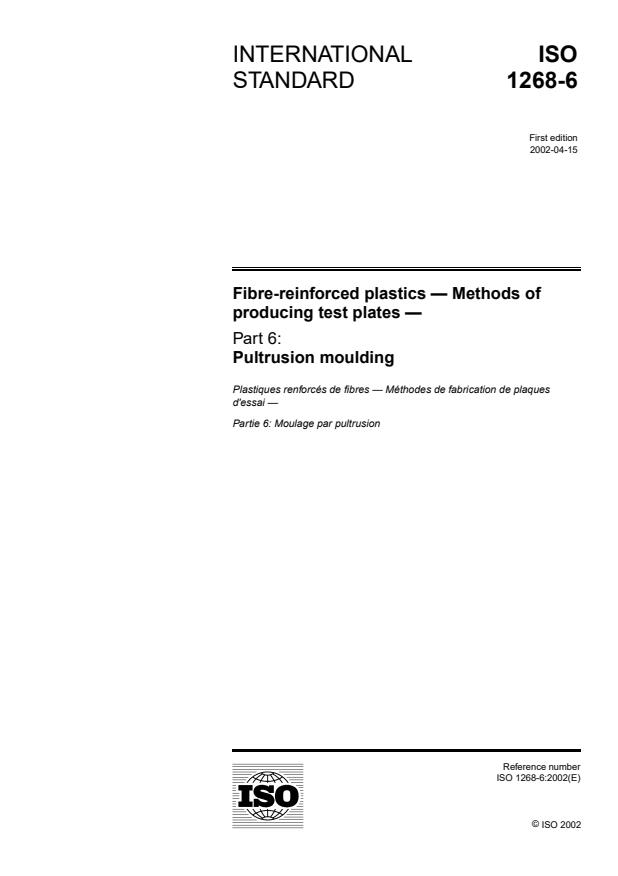 ISO 1268-6:2002 - Fibre-reinforced plastics -- Methods of producing test plates