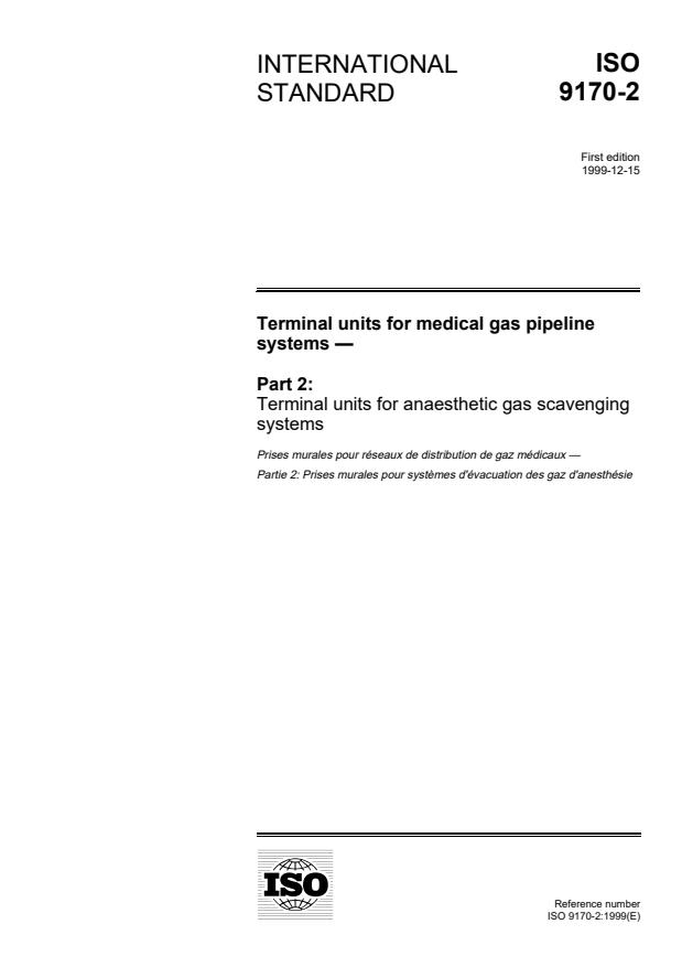 ISO 9170-2:1999 - Terminal units for medical gas pipeline systems