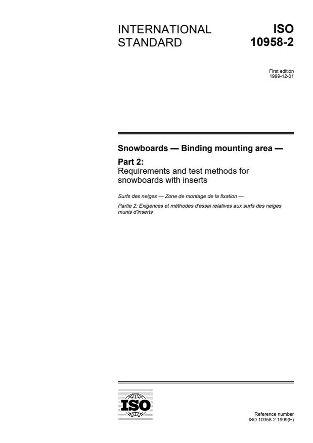 ISO 10958-2:1999 - Snowboards -- Binding mounting area
