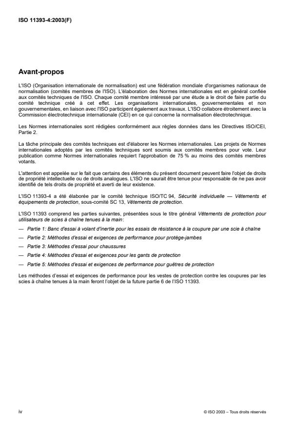 ISO 11393-4:2003 ISO 11393-4:2003 - Vetements de protection pour utilisateurs de scies a chaîne tenues a la main - Page 4 preview